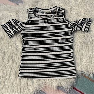 urban outfitters open shoulder striped crop top